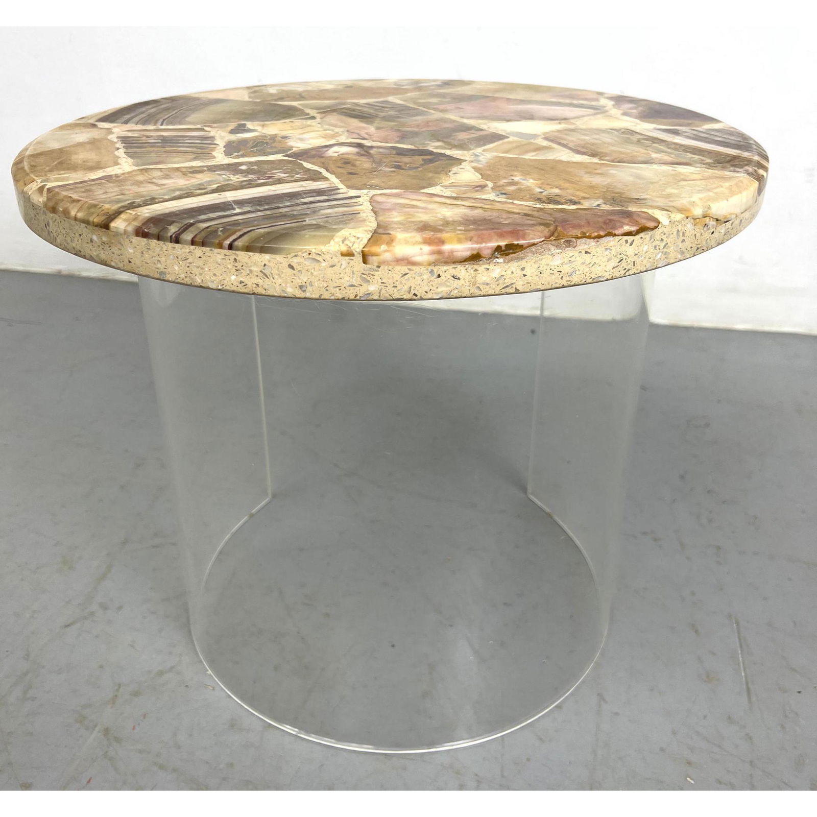 Stone Mosaic Top Side Table with Lucite Acrylic Base. (1 of 6)