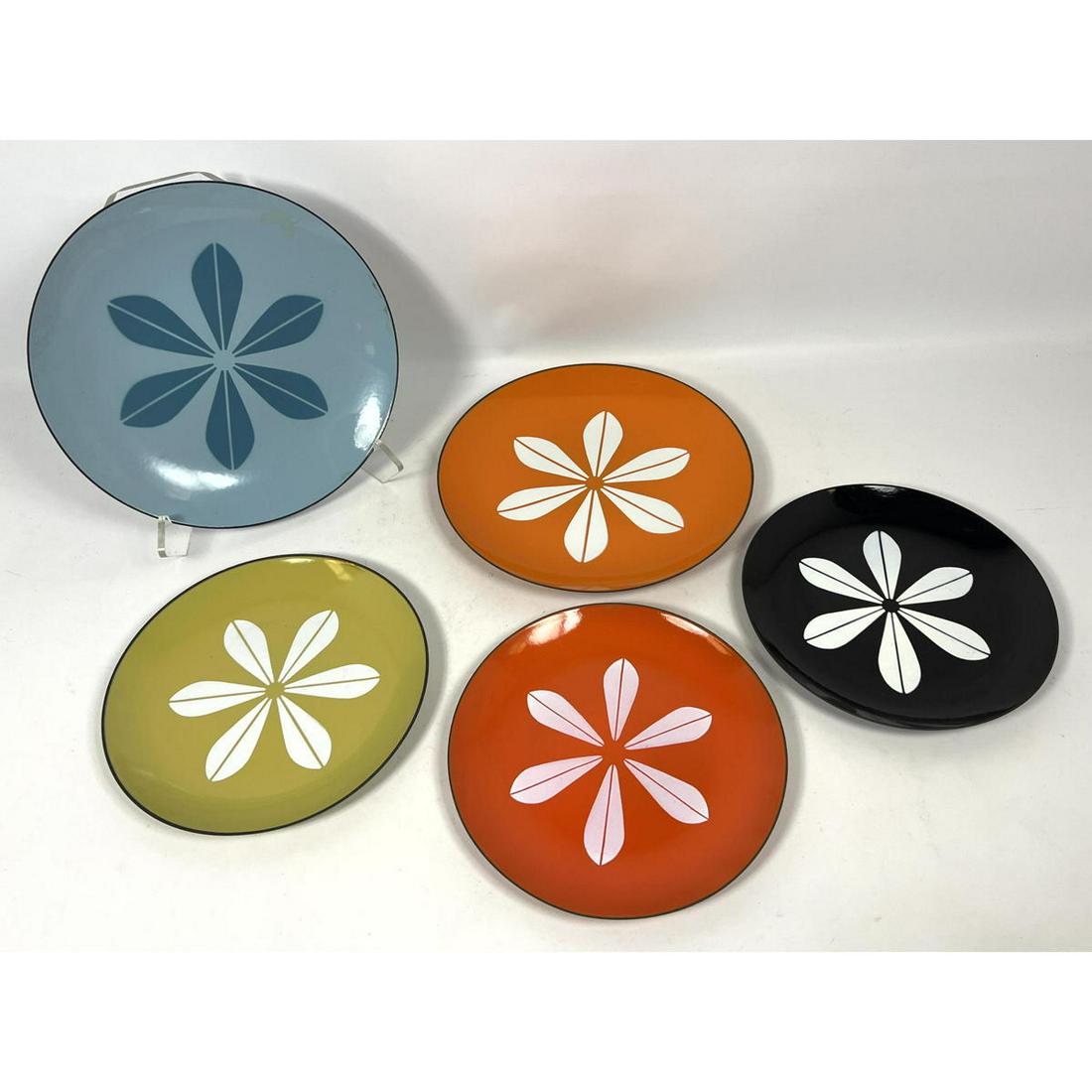 5pc CATHRINEHOLM Lotus Enamel Plates Chargers. Blue,  Orange, Red, Mustard and Black Lotus designs. (1 of 16)