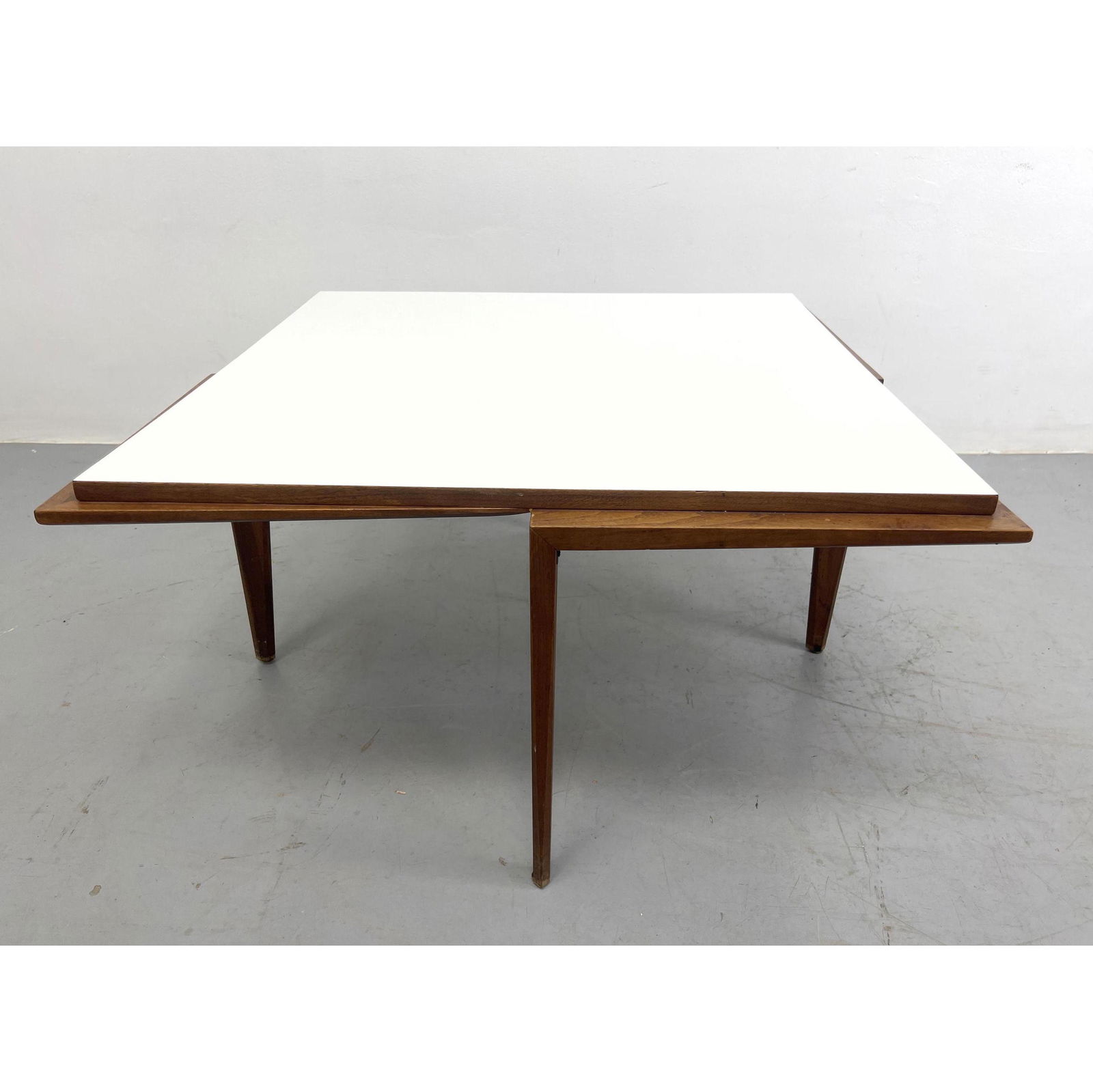 A Good Unique Design Coff Cocktail Table.  Unique Gio Ponti style leg form. White laminate top. Unma (1 of 7)