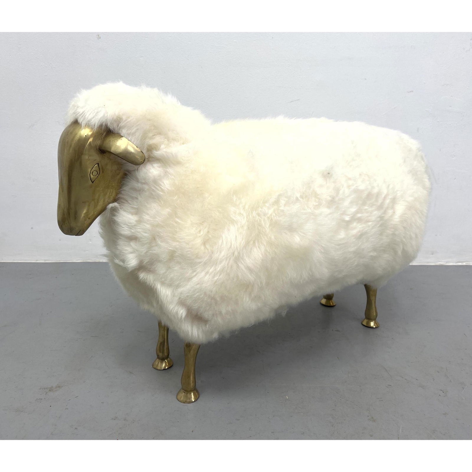 Francois-Xavier Lalanne style Sheep Sculpture. Fur with Brass Head and Legs. (1 of 9)