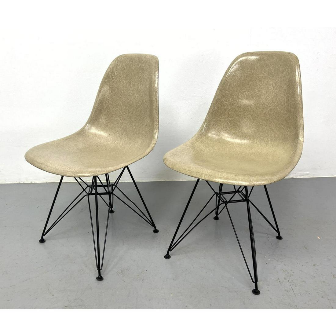 Pair Eames Herman Miller Shell Chairs. Eiffel Tower Bases Caps Replaced (1 of 5)