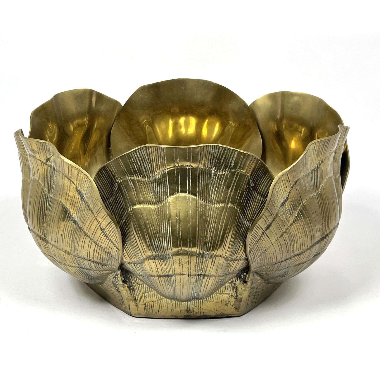 Brass Shell Form Center Bowl. Could be used as planter. (1 of 5)