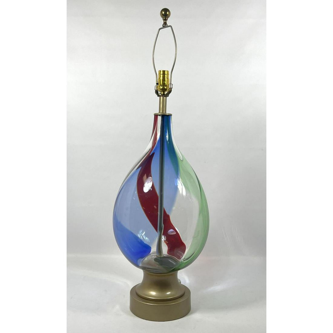 Murano Blown Glass Table Lamp. Ribbon swirl design. (1 of 7)