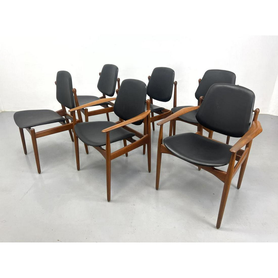 6 ARNE VODDER Teak Dining Chairs, Model FD184/L. John Stuart label. With Original Receipt.: 6 ARNE VODDER Teak Dining Chairs, Model FD184/L. John Stuart label. With Original Receipt. Dimensions: H: 34 inches: W: 25 inches: D: 21 inches - Seat Height: 17.5 inches ---