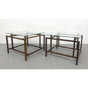 Henning Norgaard for Komfort Danish Modern Rosewood Glass Top Side Tables: Henning Norgaard for Komfort Danish Modern Rosewood Glass Top Side Tables Dimensions: H: 15 inches: W: 19.75 inches: D: 19.75 inches ---