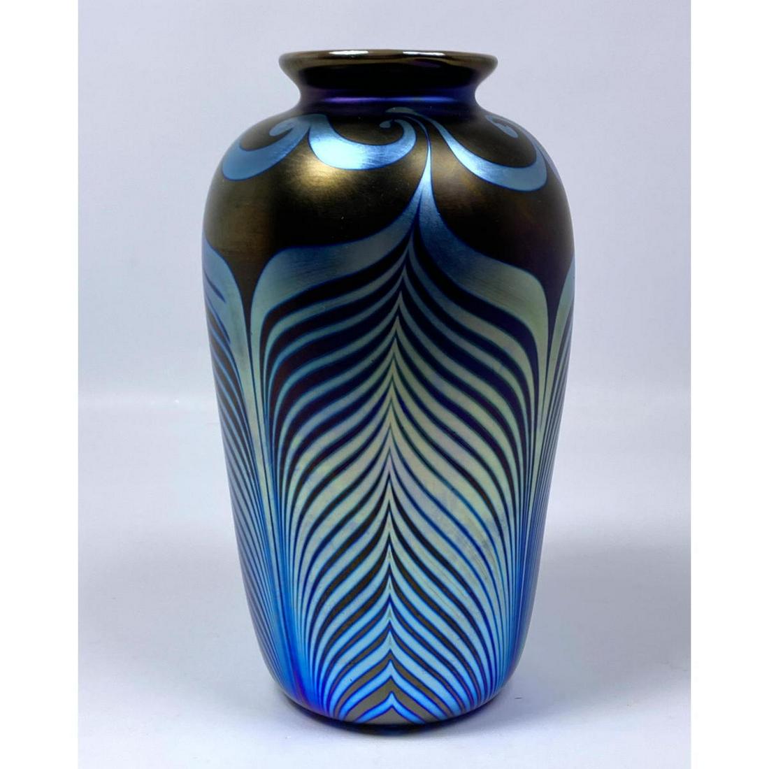 Carlson Art Glass Vase. Pulled Feather.
