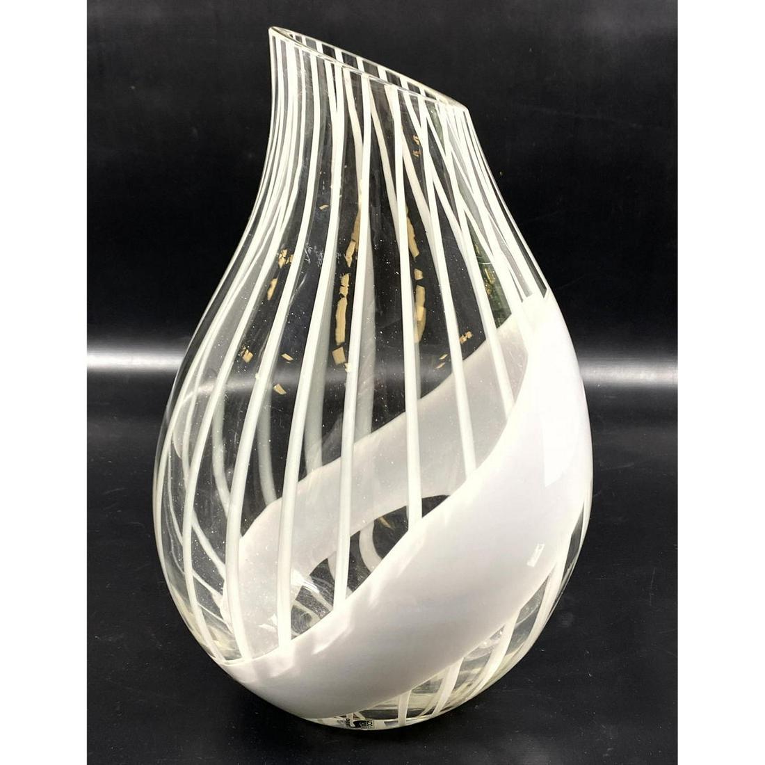 SEGUSO Art Glass Vase.  Hand Blown. White and Clear. (1 of 5)