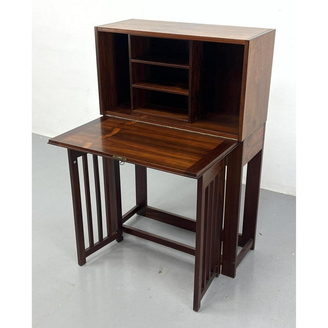 Rosewood Danish Modern Drop Front Desk. Beautiful Grained facade with darker contrasting trim. Missi (1 of 13)