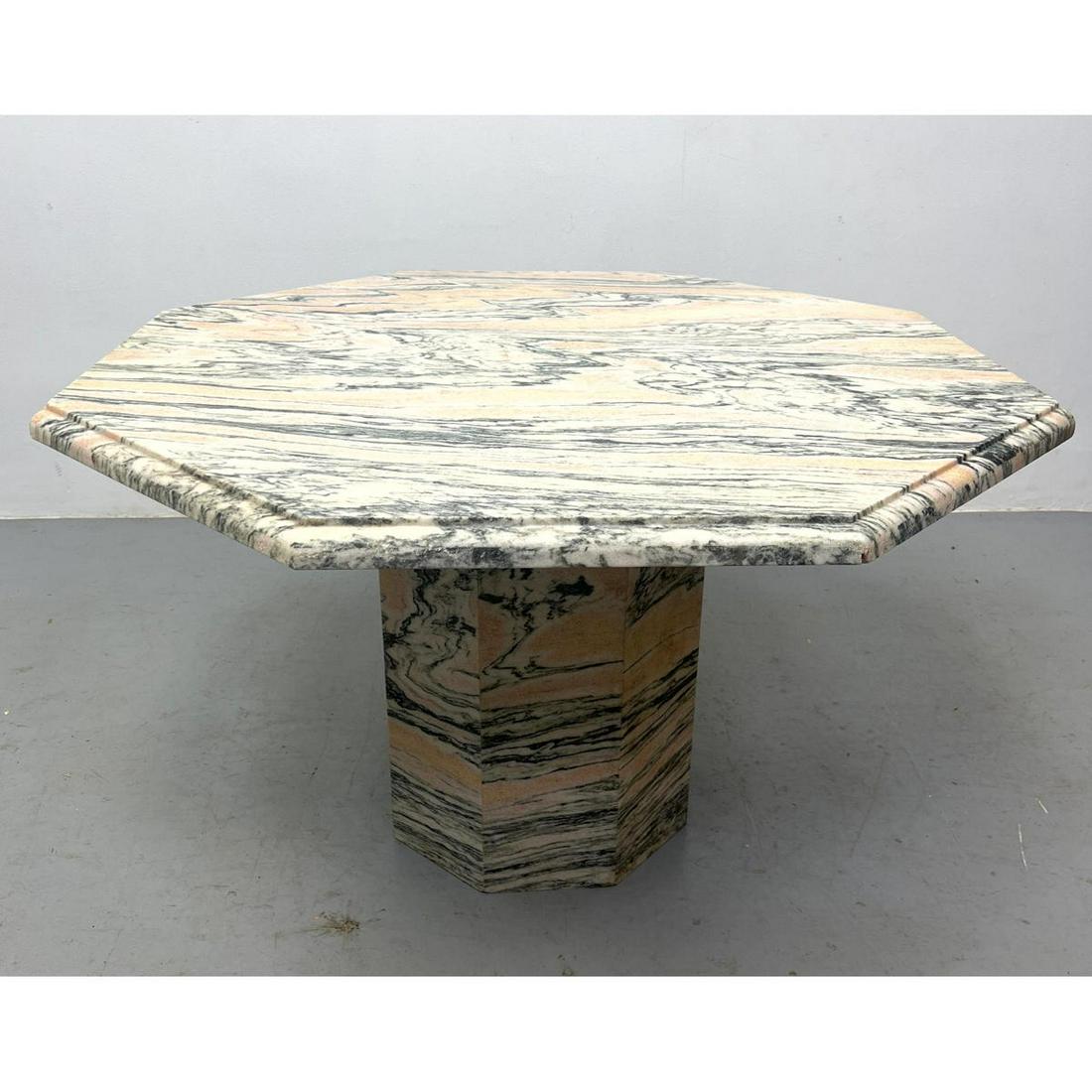 Modernist Marble Pedestal Dining Table. Octagonal Top on Pedestal Base. (1 of 8)