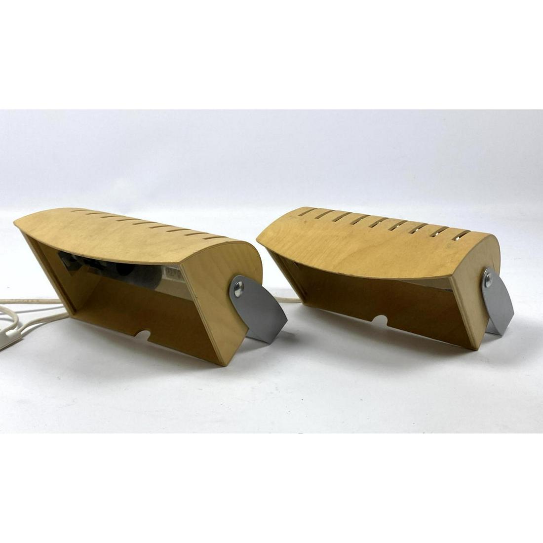 Pair Swedish Modern Wall Sconces Lights.  Molded wood.  Made in Sweden. (1 of 10)