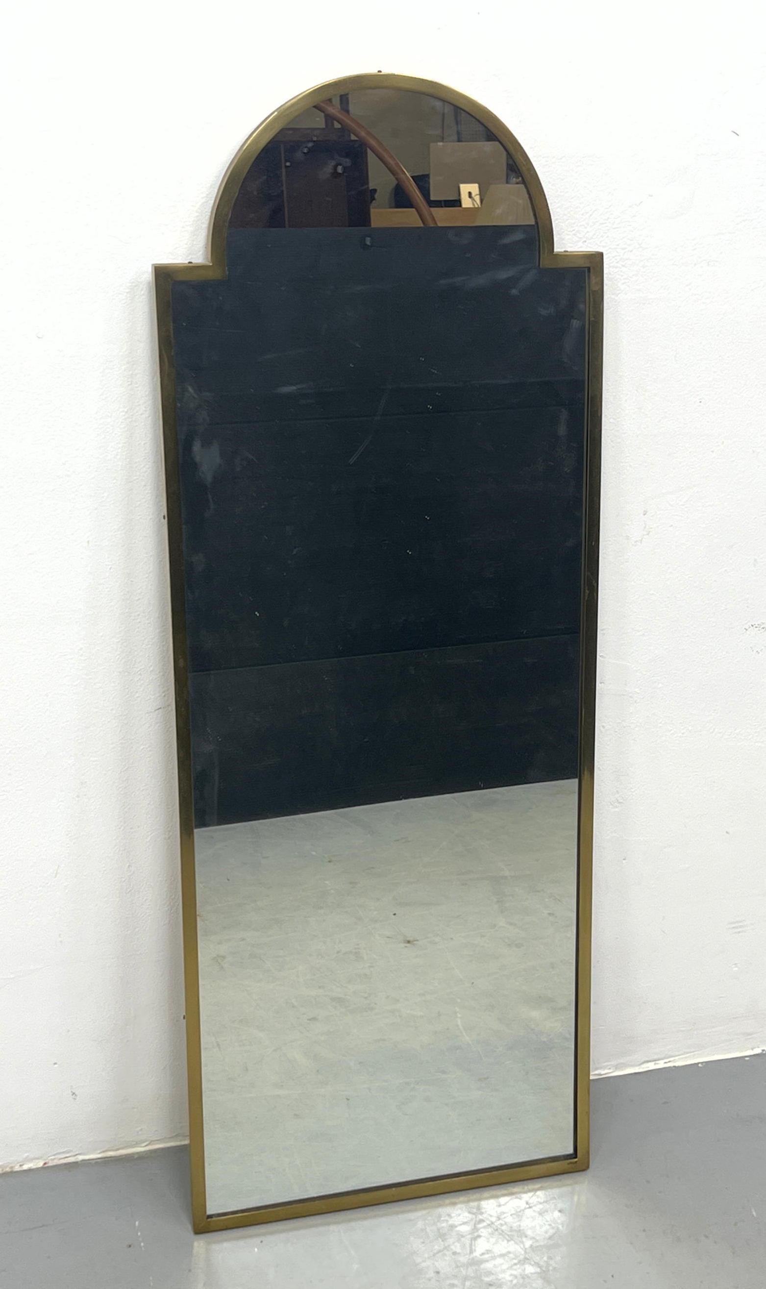 Italian Brass Framed Wall Mirror with Arched Top. (1 of 3)