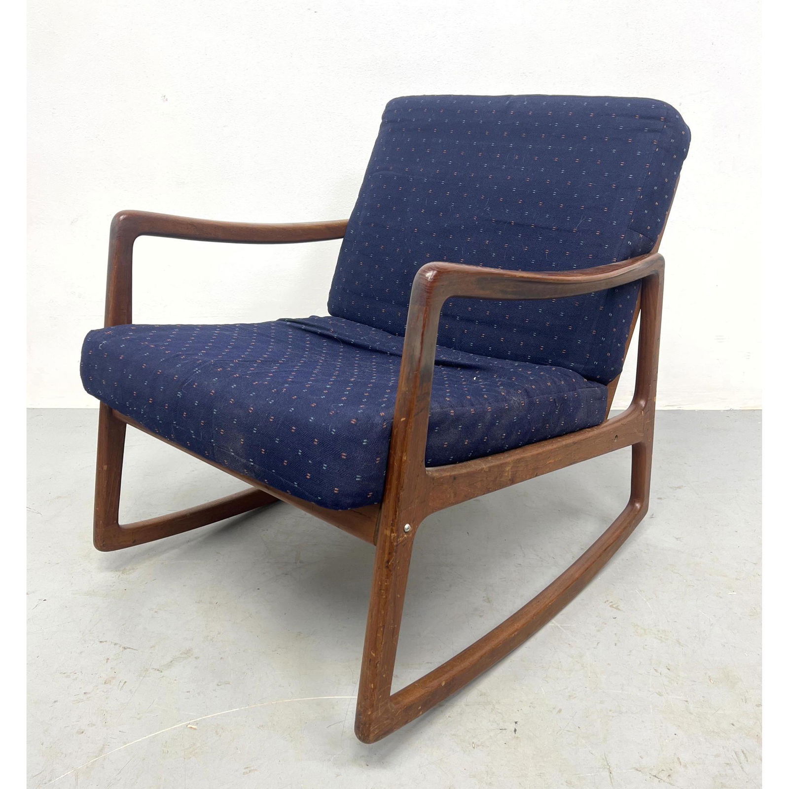 FRANCE and SONS Rocker. OLE WANSCHER Model #120 Rocking Chair. France and Sons Mark. JOHN STUART Me: FRANCE and SONS Rocker. OLE WANSCHER Model #120 Rocking Chair. France and Sons Mark. JOHN STUART Metal tag. Dimensions: H: 28 inches: W: 27 inches: D: 30 inches - Seat Height: 17.5 inches ---