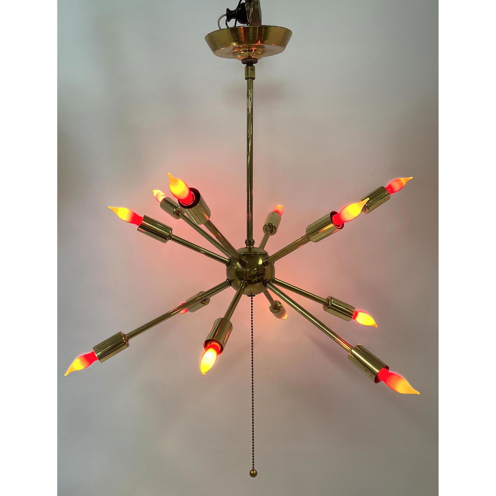 Brass Mid Century Sputnik Hanging Chandelier. Looks like Rockets. Pendant Lamp. (1 of 12)