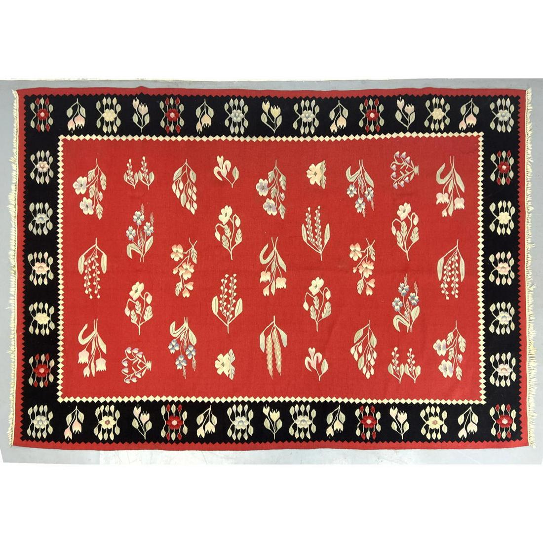 8'1 x 6'  Wool Flat Weave Monochromatic Floral Decorator Rug (1 of 8)