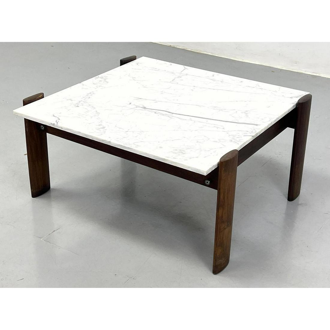 Lafer Brazilian Rosewood Low Table with Marble Top. Note 12.5" height. (1 of 8)