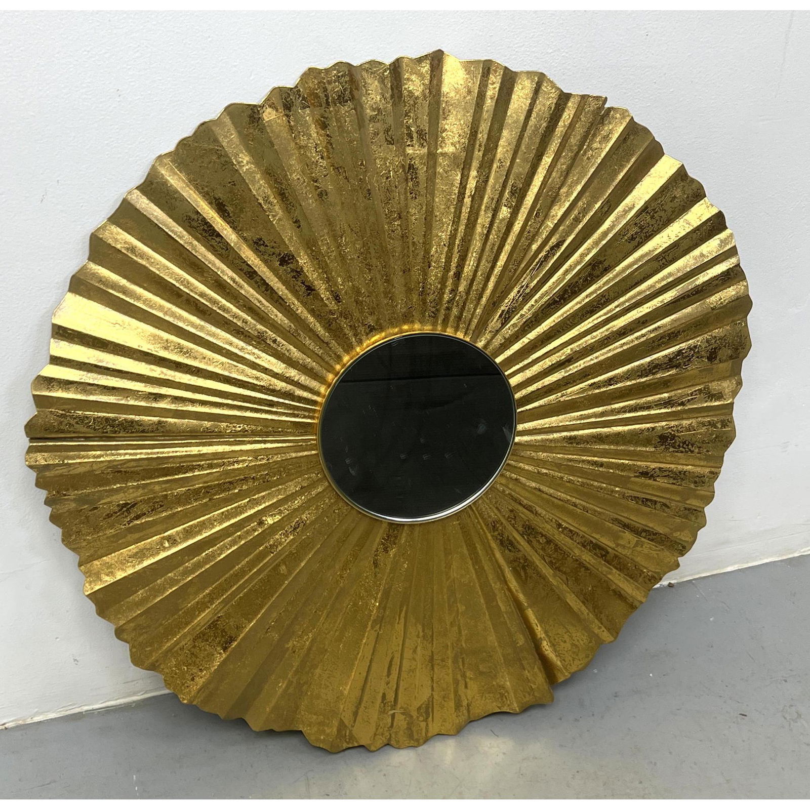 Safavieh Metal Folded Edge Wall Mirror. Wide frame. Gold Leaf Finish. (1 of 8)