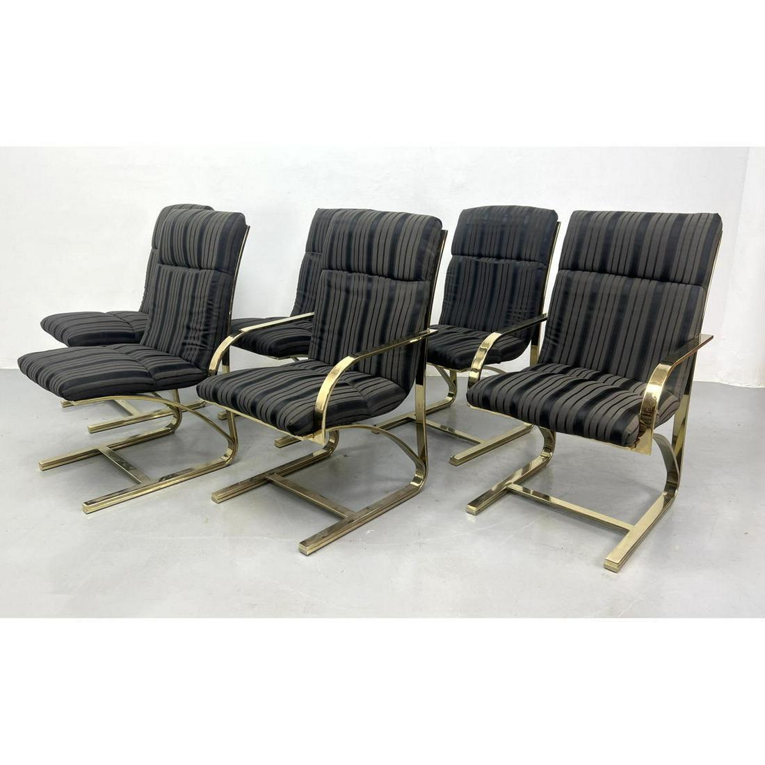 Set 6 Mid Century Modern Brass Plated Steel Cantilevered Dining Chairs (1 of 9)