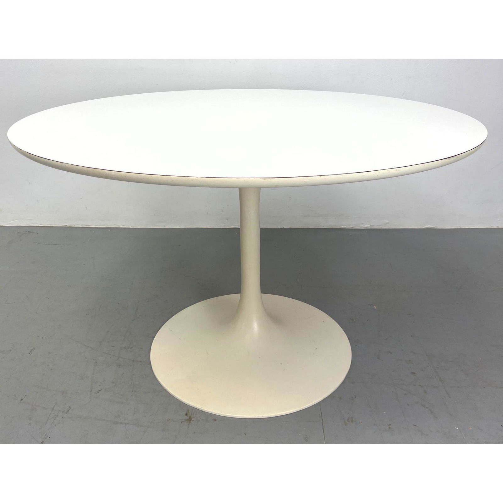 Eero Saarinen style Tulip  Table. White Laminate 42" Round Top. (1 of 8)