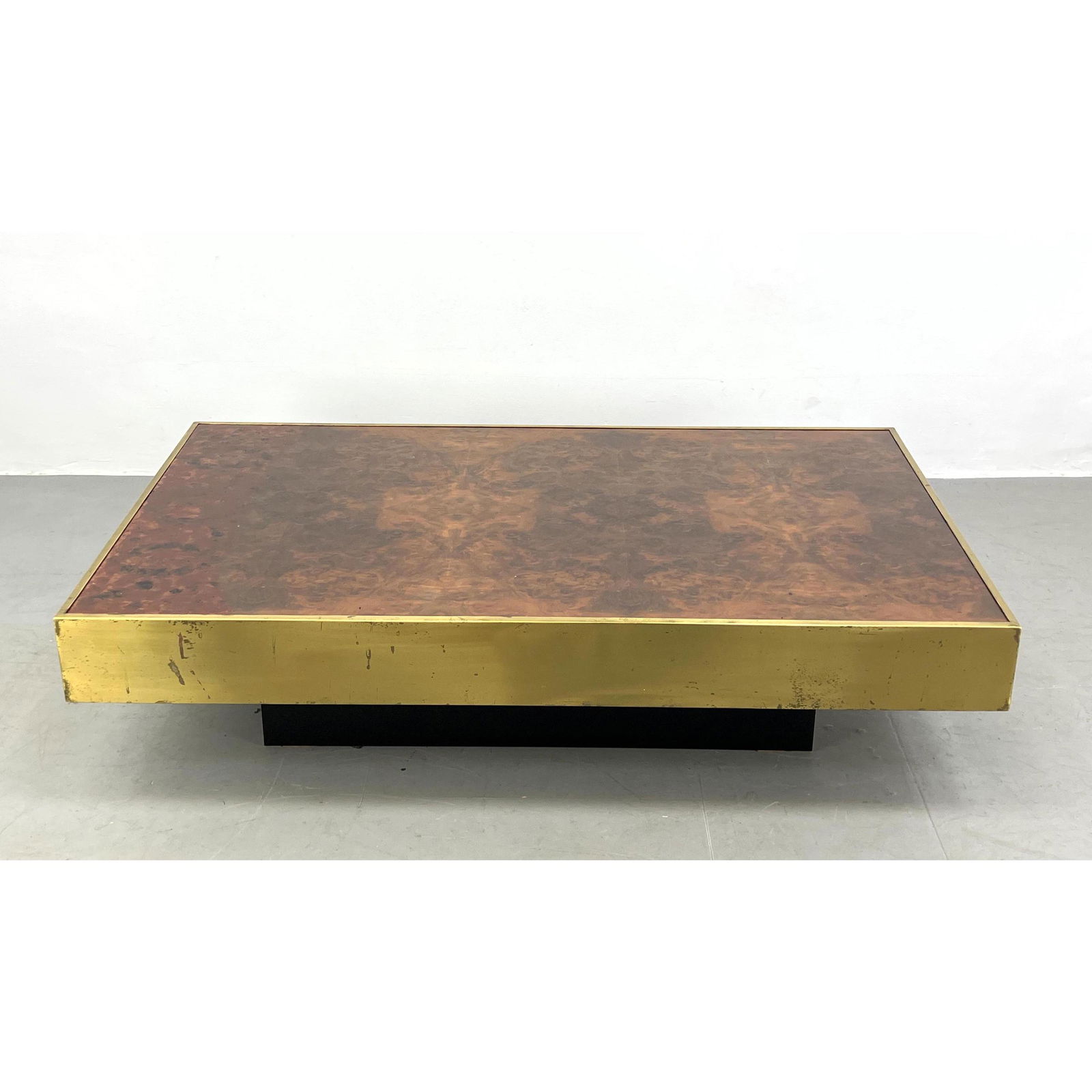 Brass and Burl Coffee Table. In the style of Willy Rizzo (1 of 12)