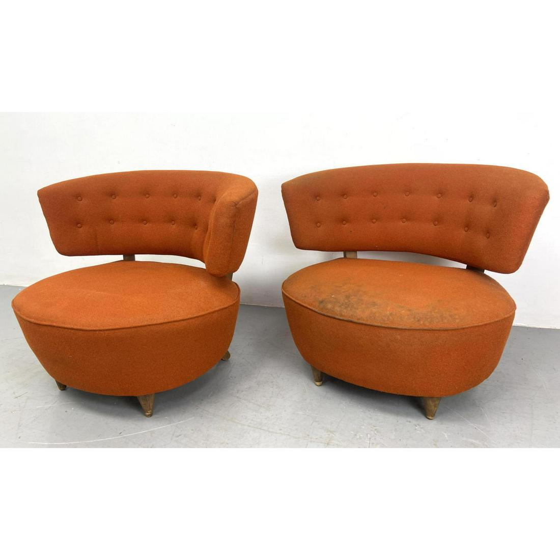 Pair George Nelson Style Lounge Chairs. Curved Backs. (1 of 10)