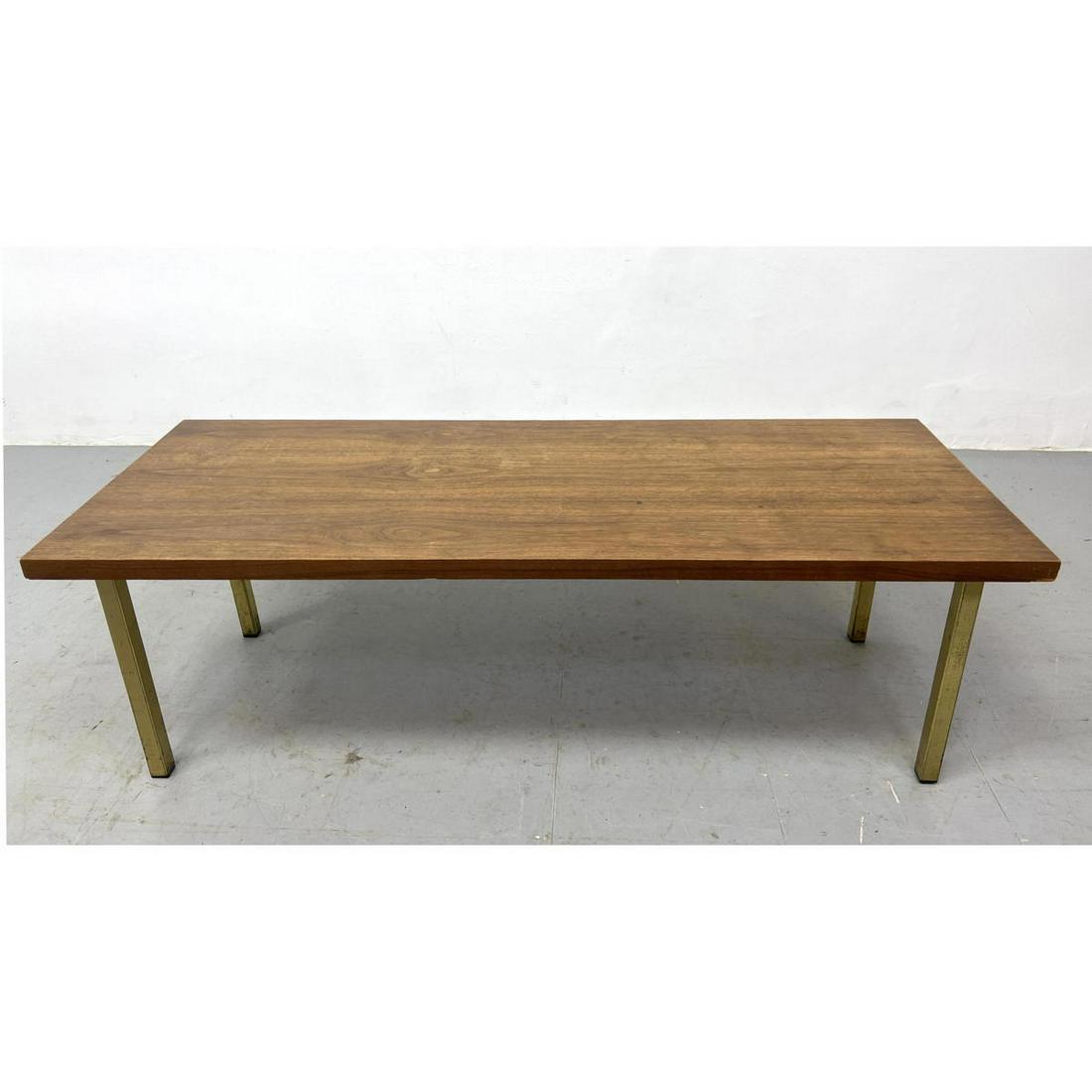 American Modern Walnut Coffee Table. Brass square tube legs. (1 of 7)