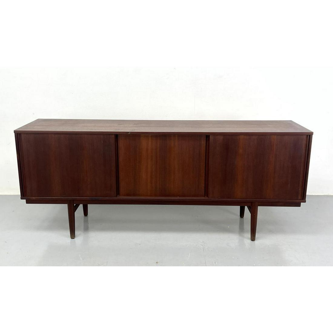 Danish Modern Teak Credenza Sideboard. Raised on Legs. Sliding door. (1 of 15)