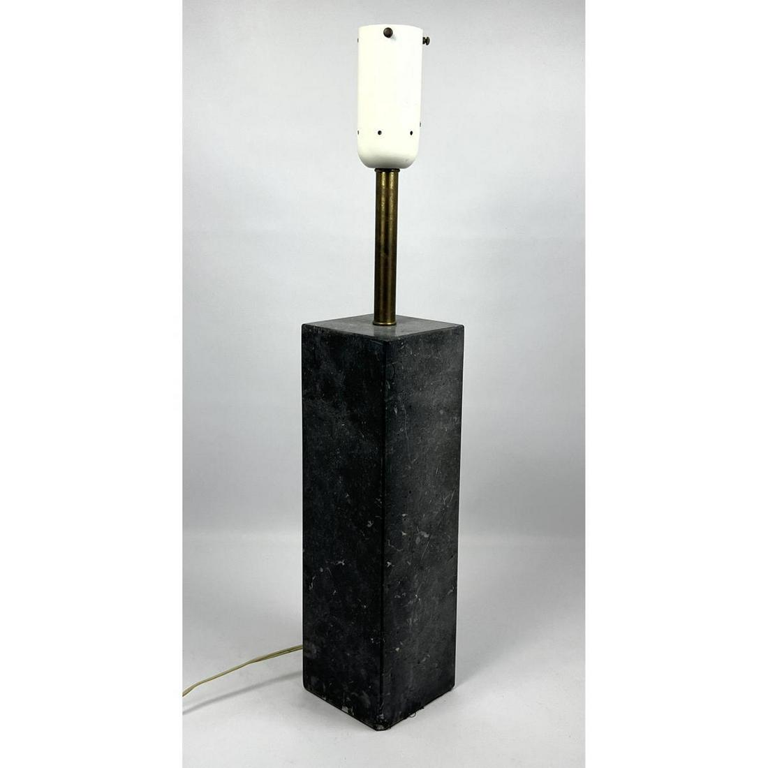 Black Marble Tall Square Column Table Lamp. Modernist Lighting. (1 of 9)
