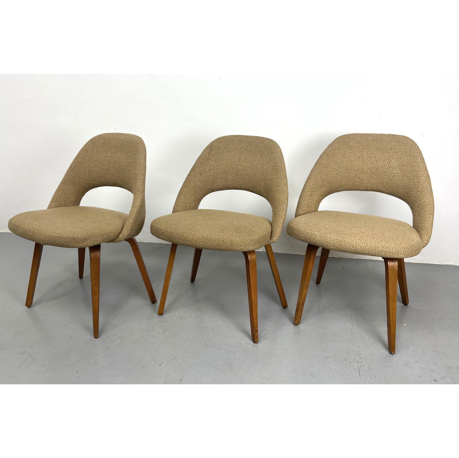 Set 3 Eero Saarinen for Knoll wood legged dining chairs (1 of 6)