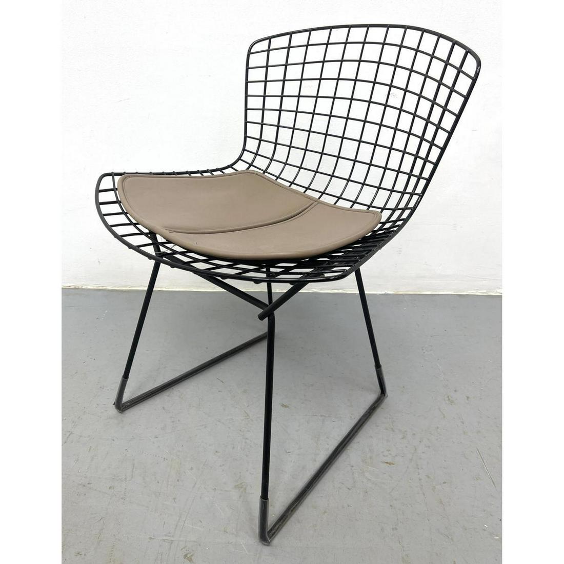 HARRY BERTOIA for KNOLL Metal Frame Side Chair. Black grid pattern frame. Seat cushion. Paper label.: HARRY BERTOIA for KNOLL Metal Frame Side Chair. Black grid pattern frame. Seat cushion. Paper label. Dimensions: H: 29.75 inches: W: 21 inches: D: 20 inches - Seat Height: 18.25 inches --- We offer cu