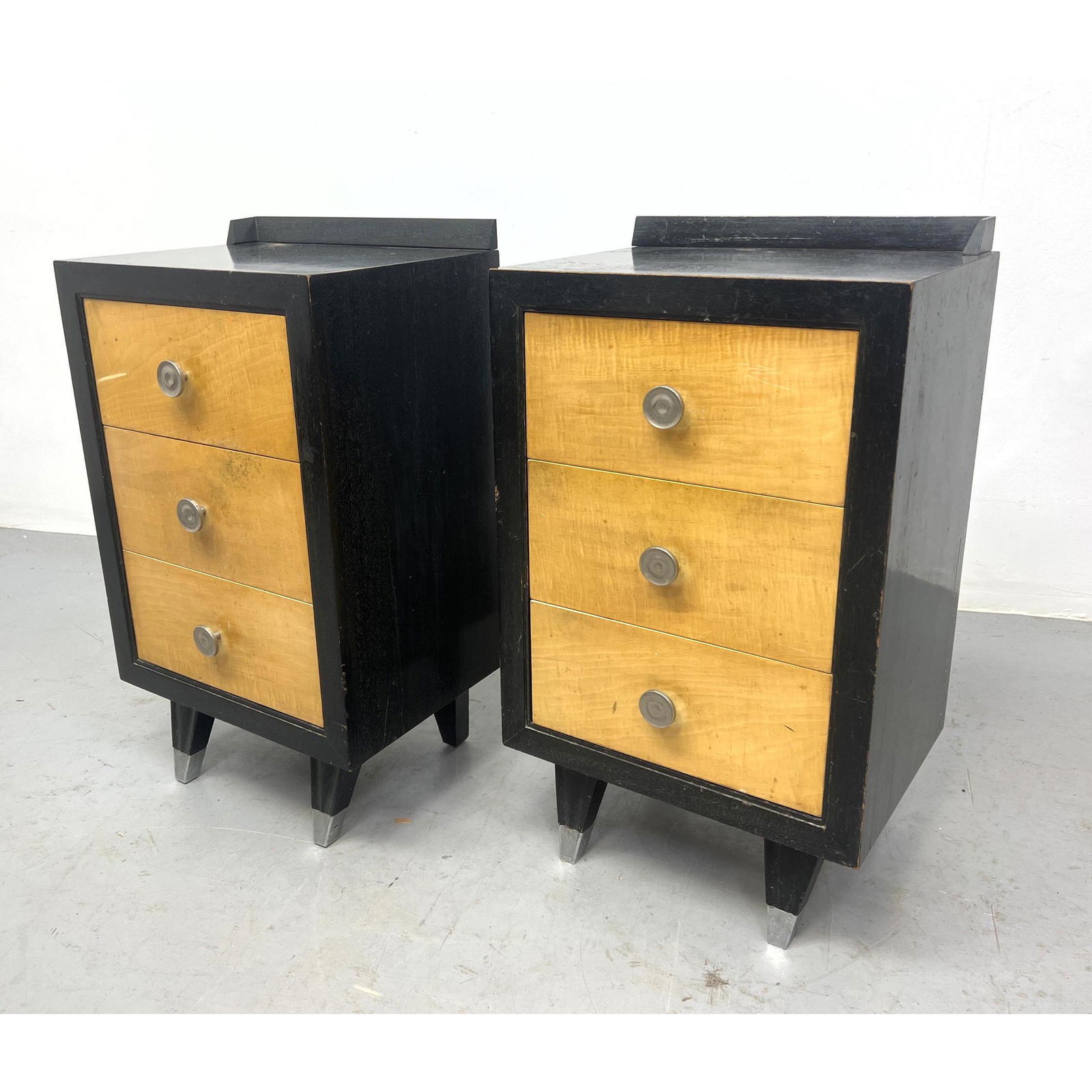 Pair Sieling Modern Two Tone Side Table Night Stands. Art Deco. (1 of 11)