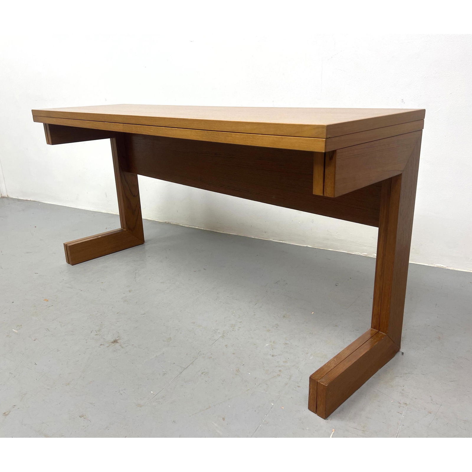 Teak Modern Folding Gate leg Console Table.  Closed dimensions 18 inches deep (1 of 9)