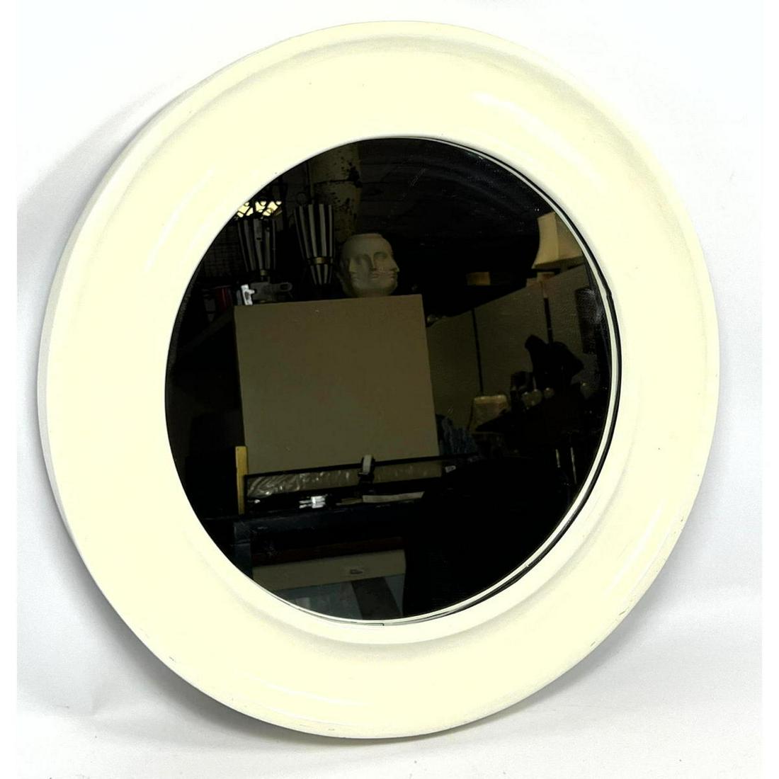 White Lacquered Circular Wall Mirror. (1 of 7)