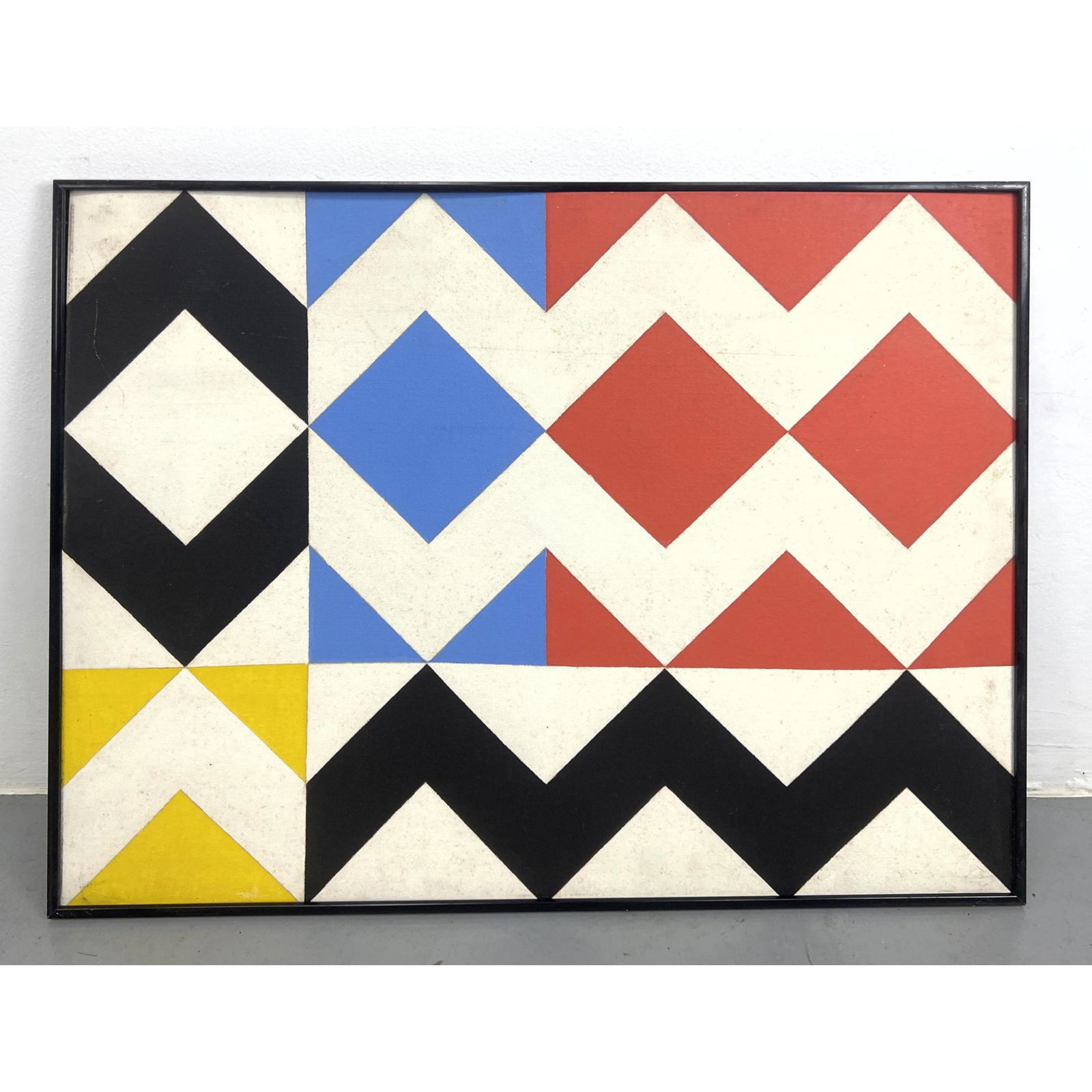 J.H. HENIG Geometric Modernist Acrylic Painting. Op Art. Signed on back and dated 5/79. (1 of 8)