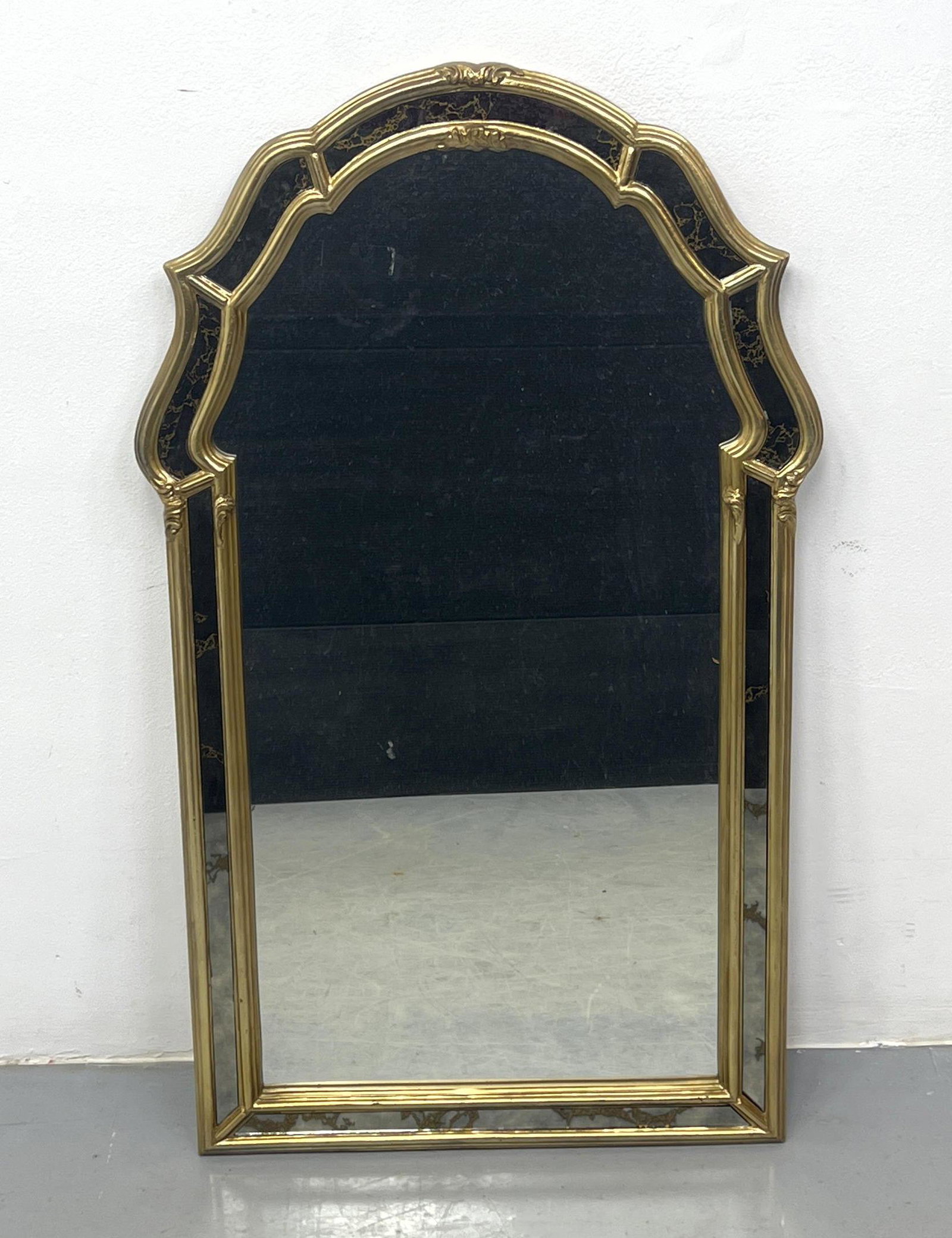Decorator Gilt Wood Framed Wall Mirror. Arched Top. Inset mirrored frame. (1 of 4)