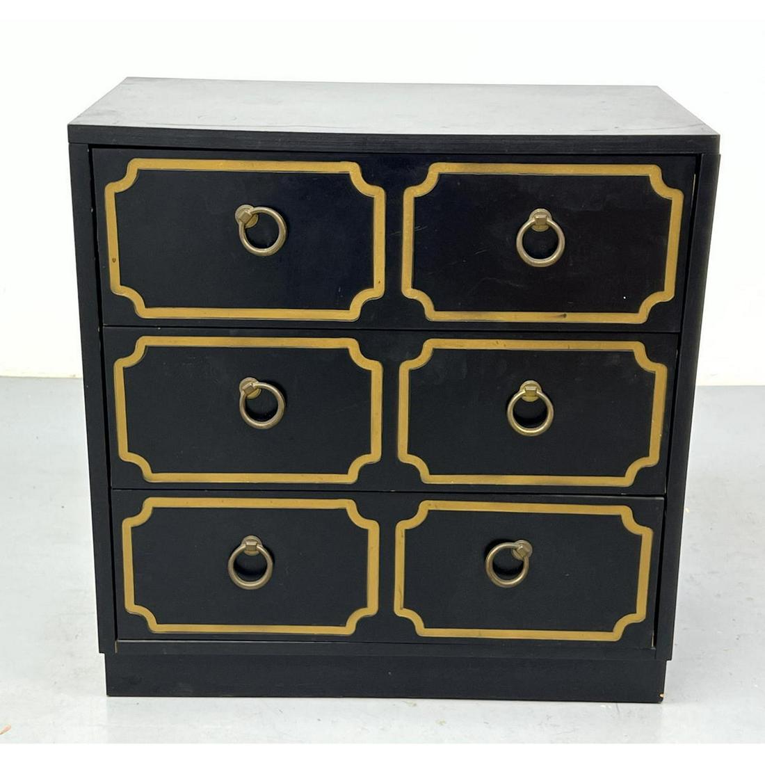 Dorothy Draper Style Chest Dresser. Black and gold (1 of 12)