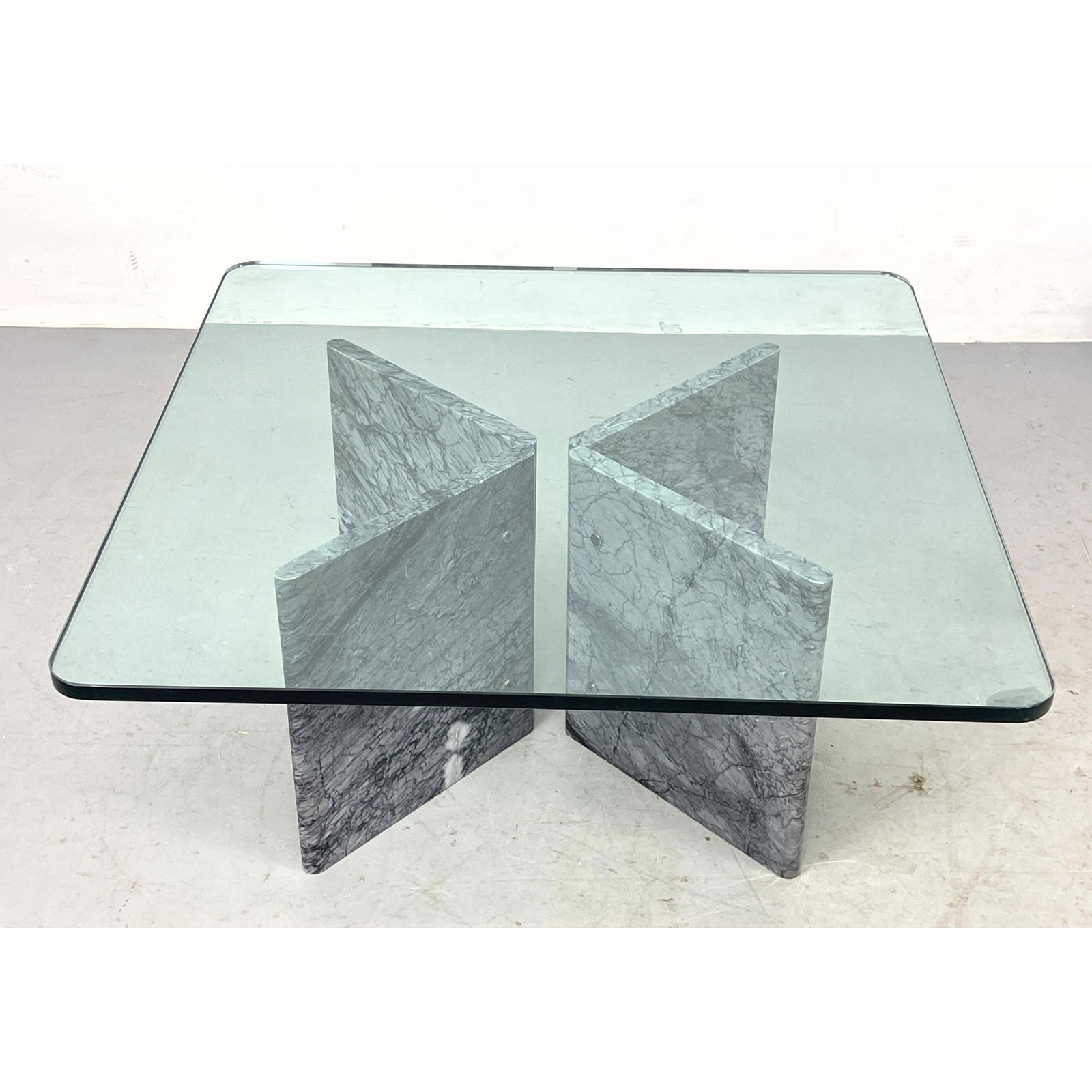 Modernist Marble Base Glass Top Coffee Table. (1 of 5)