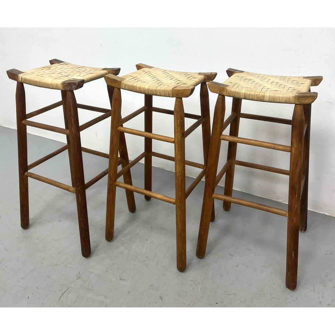 Set 3 Split Wicker seat bar stools. Primitive Country style (1 of 6)
