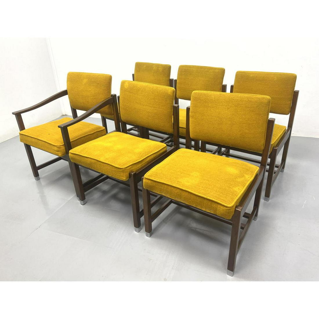 Set 6 Probber Style Dining Chairs.  Chrome capped feet. Walnut frames. (1 of 8)