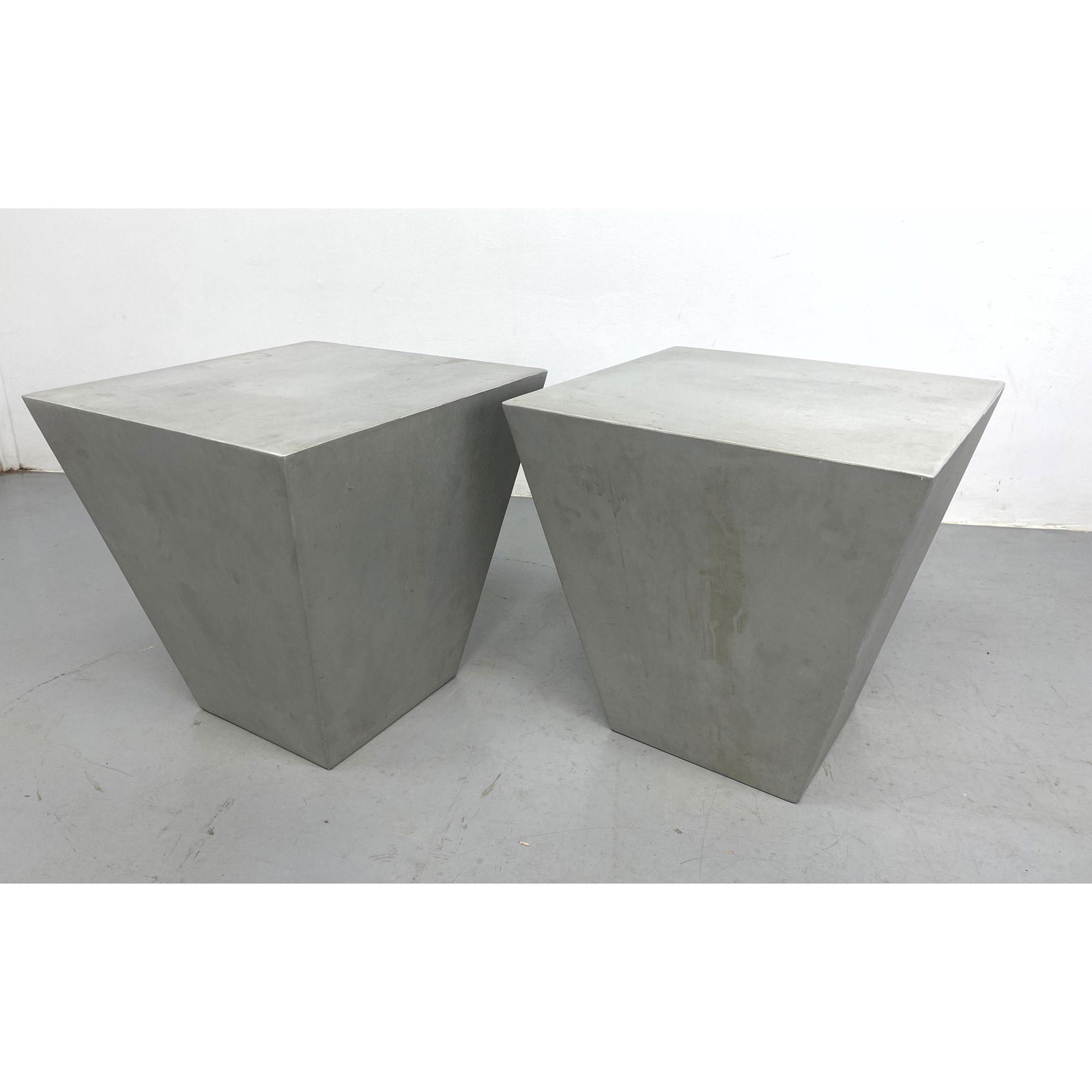 Pair of Post Modern Style Trapezoidal Aluminum Side Tables Stools (1 of 8)