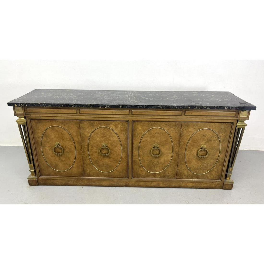 Mastercraft Decorator Credenza Sideboard Cabinet. Marble Top. Brass Mounted. . (1 of 10)