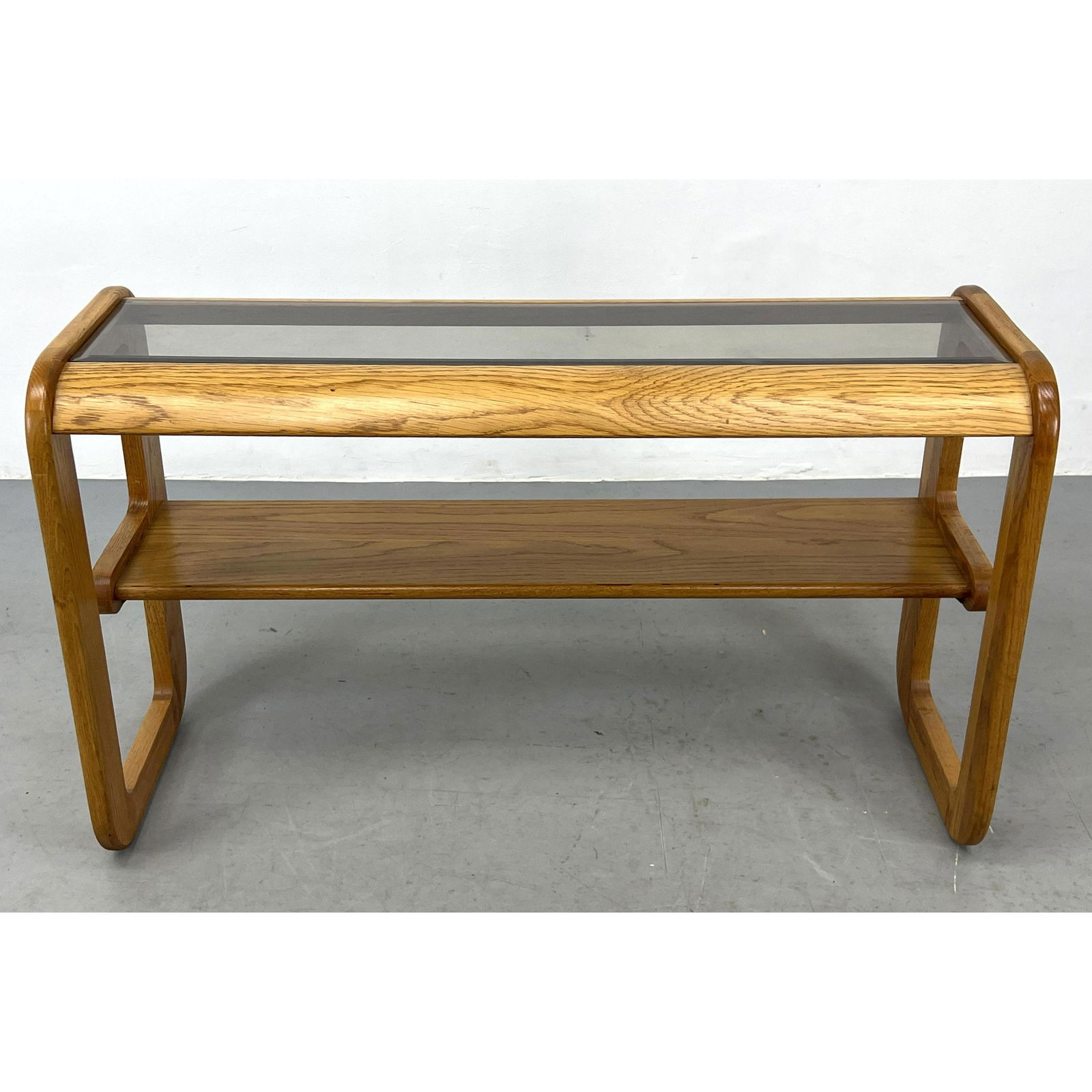 LOU HODGES Oak and Glass Modernist Console Table. (1 of 6)