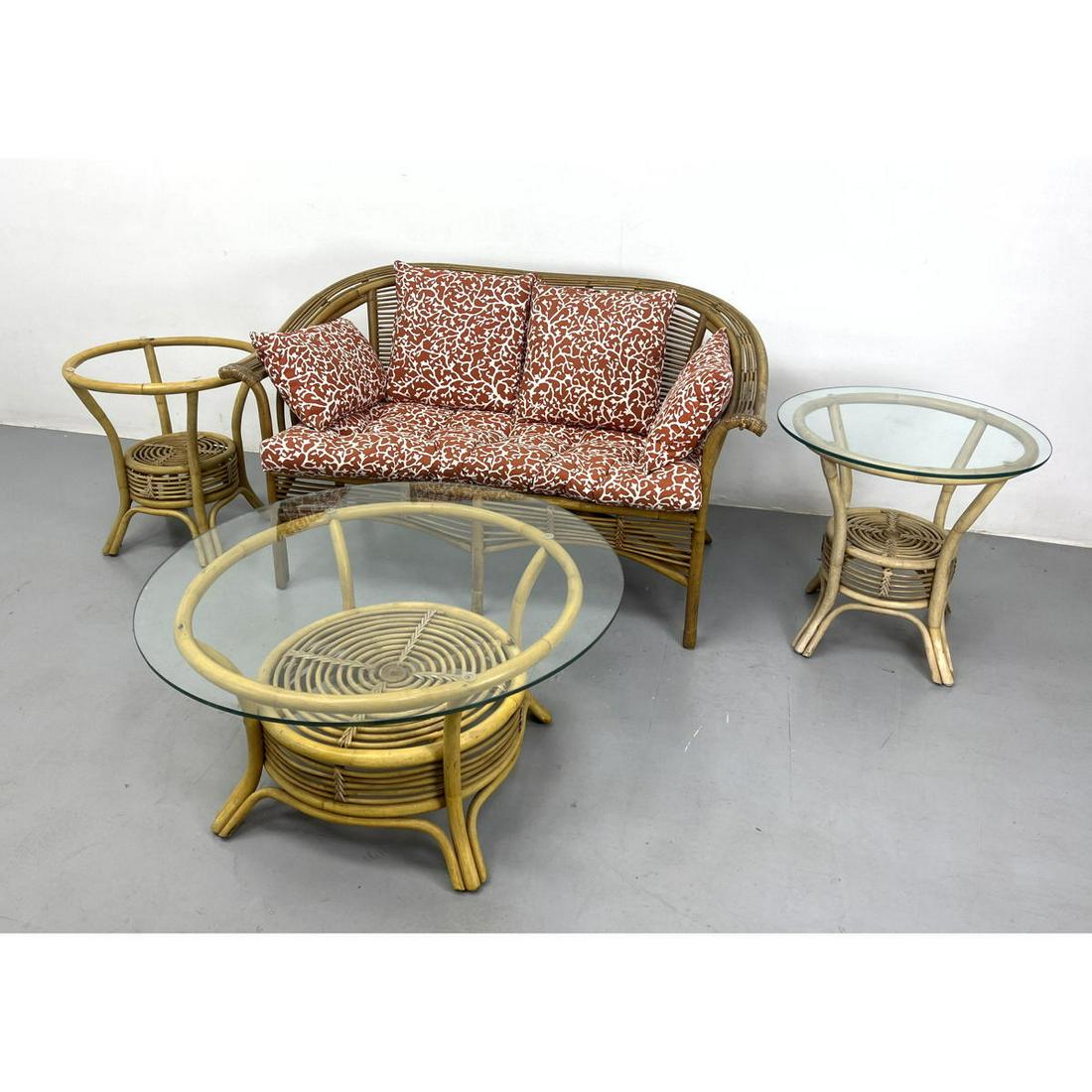 4pcs Rattan Porch Patio Furniture. Sofa and 3 Tables. (1 of 9)