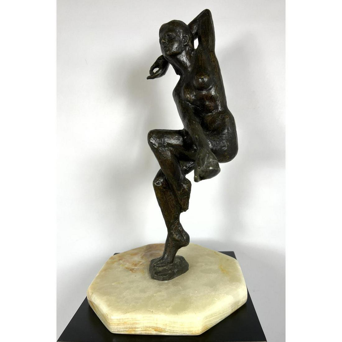 Vintage Bronze Figure Sculpture of a Woman on Marble Base (1 of 9)
