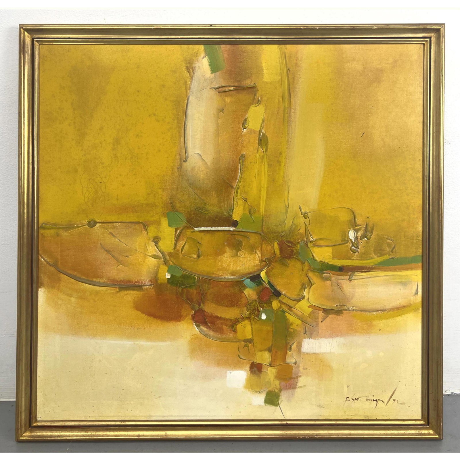 Signed Abstract Modernist Painting. Illegibly Signed and dated 92. (1 of 10)