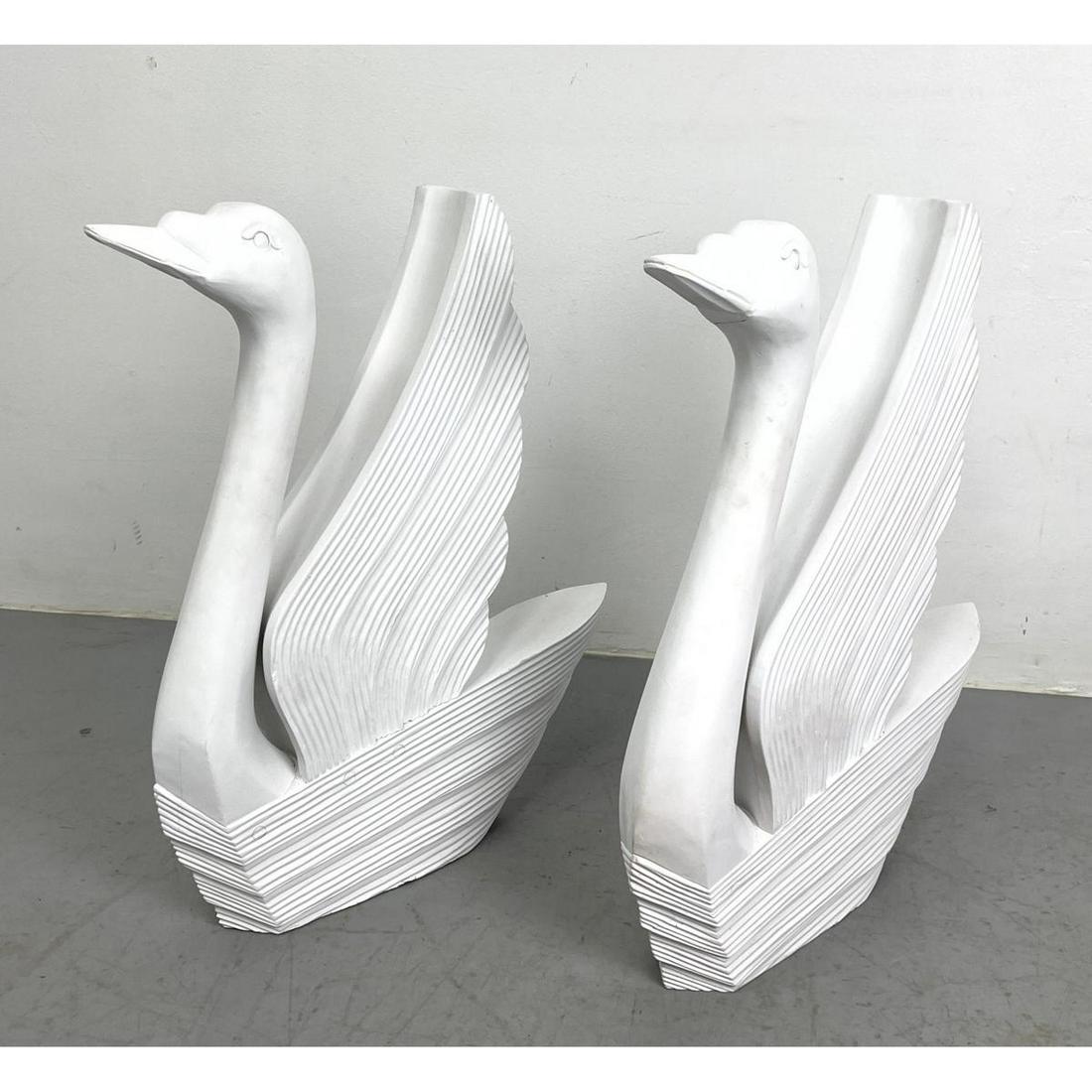 Pair white finish Large Swan Sculptures.  Decorative. (1 of 11)