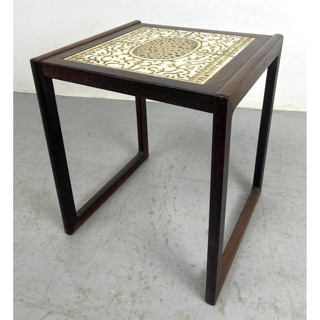 Danish Modern Rosewood Small Side Table.  Inset tile top. (1 of 8)