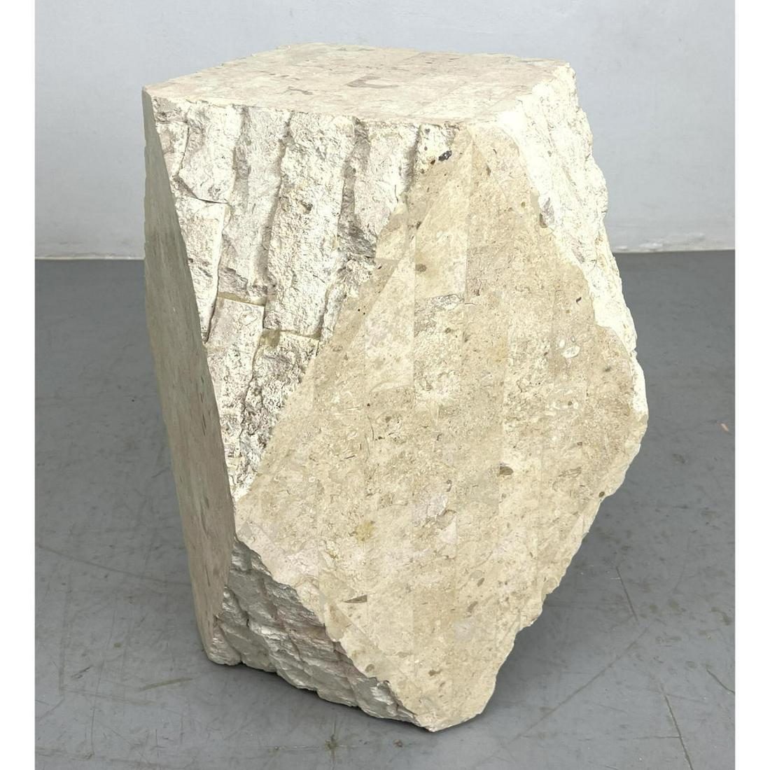 Post Modern stone overlay pedestal Side Table. Light weight. Philippines. (1 of 9)
