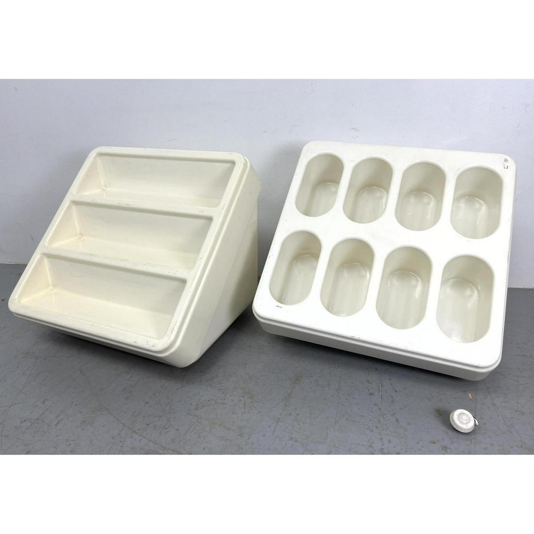 2pc White molded plastic storage units on wheels (1 of 14)