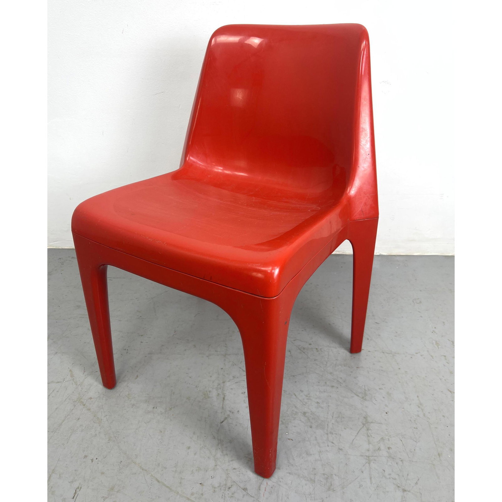 Schroeder Henzelmann 1970's red plastic chair. Molded West Germany (1 of 5)