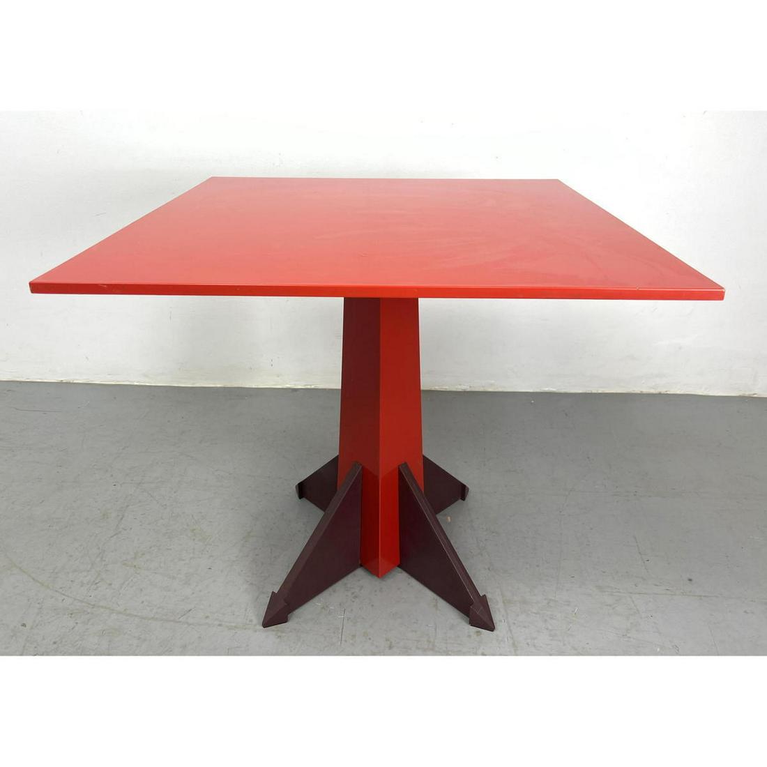 Red Plastic Anna Castelli Ferrieri Table 4300, 1980, prod. Kartell Italy (1 of 8)